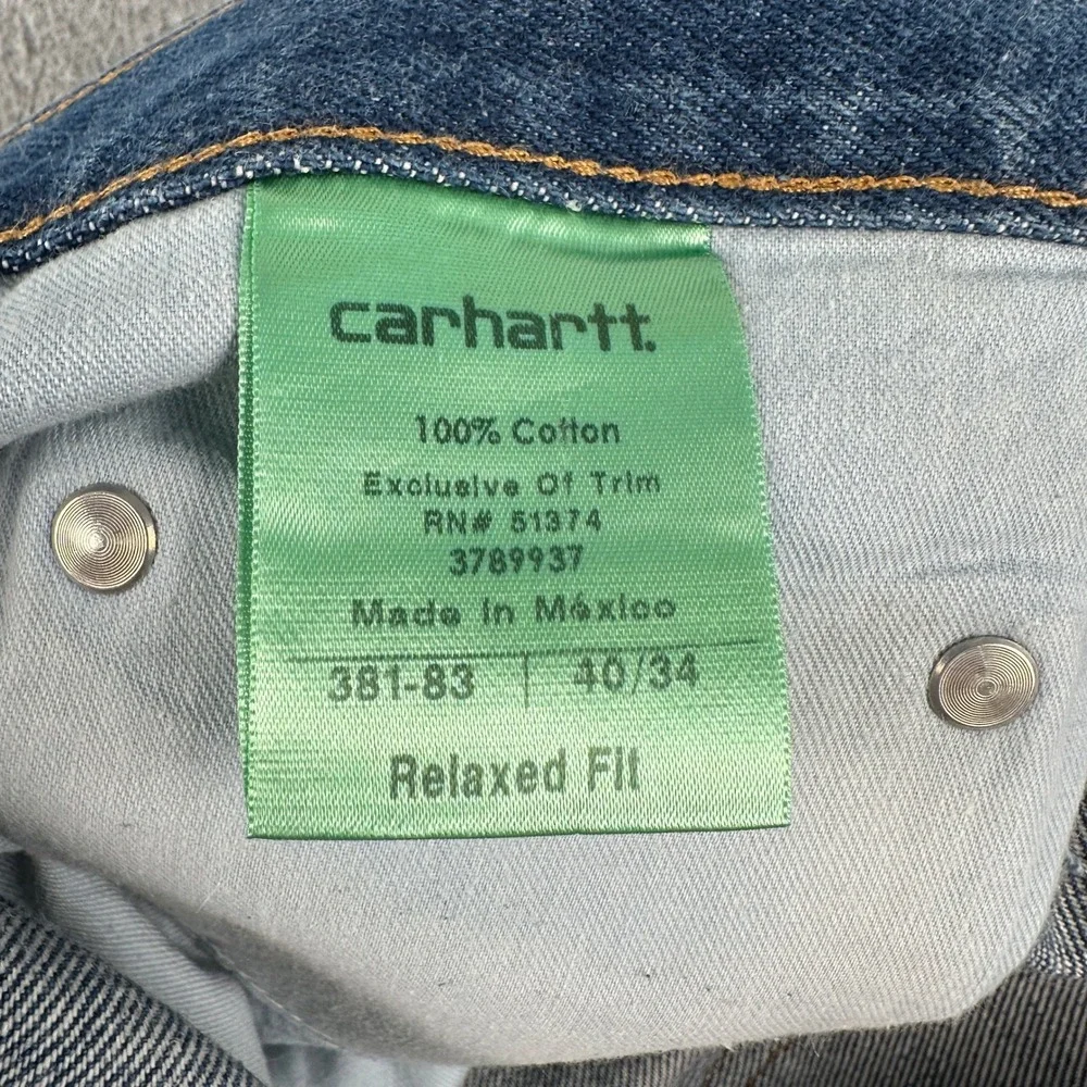 Carhartt Jeans‎ Mens 40x34 Blue Relaxed Fit B49 Straight Leg Denim Work Pants